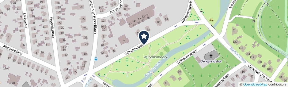Kaartweergave Wilhelminapark in Apeldoorn