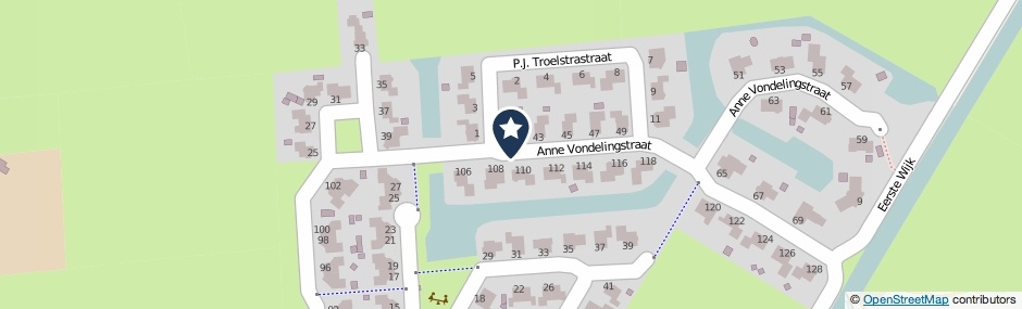 Kaartweergave Anne Vondelingstraat in Appelscha