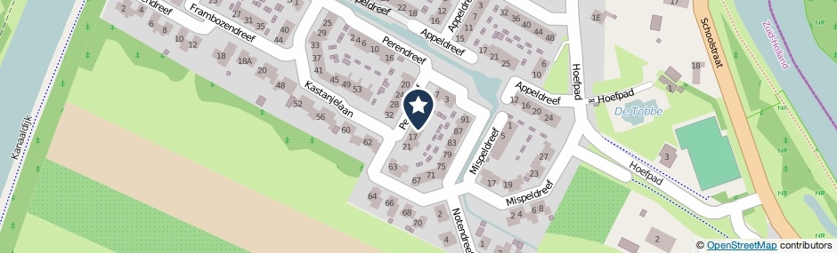 Kaartweergave Perendreef 13 in Arkel