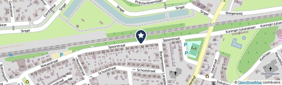 Kaartweergave Spoorstraat in Arnemuiden