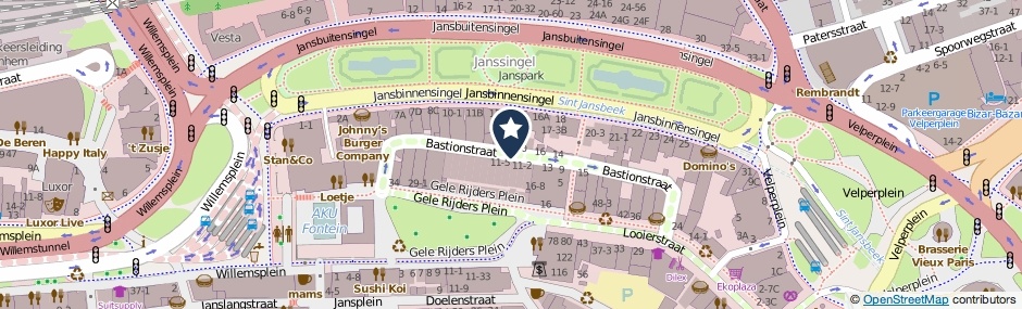 Kaartweergave Bastionstraat in Arnhem