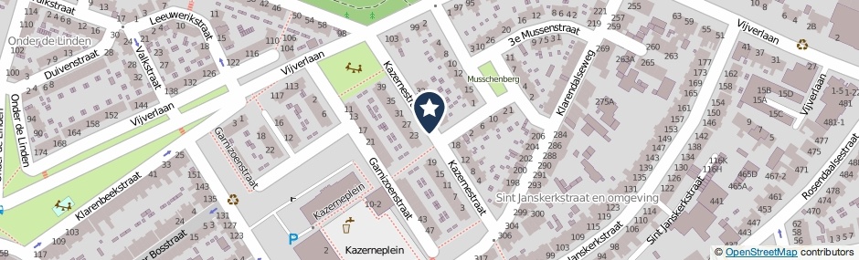 Kaartweergave Kazernestraat in Arnhem