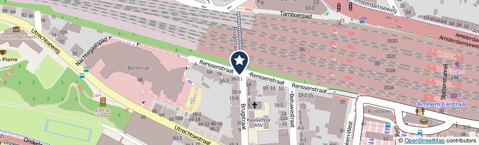 Kaartweergave Renssenstraat in Arnhem