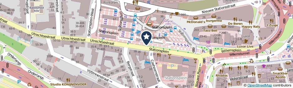 Kaartweergave Stationsplein in Arnhem