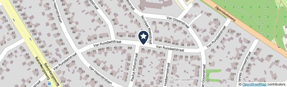 Kaartweergave Van Ruisdaelstraat in Arnhem