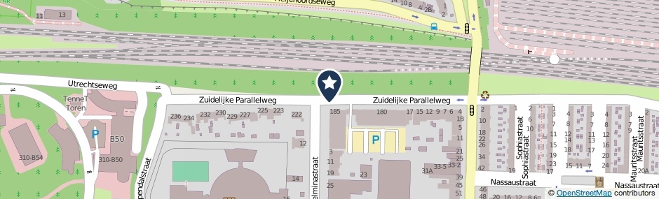 Kaartweergave Zuidelijke Parallelweg in Arnhem