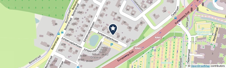 Kaartweergave Juniperusplantsoen 21 in Assen