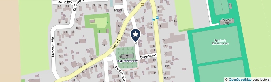 Kaartweergave Tsjerkepaed in Augustinusga