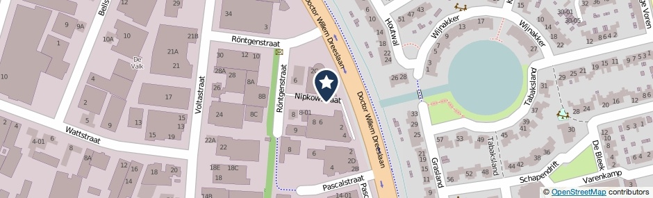Kaartweergave Nipkowstraat in Barneveld