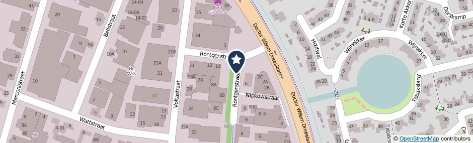 Kaartweergave Rontgenstraat in Barneveld