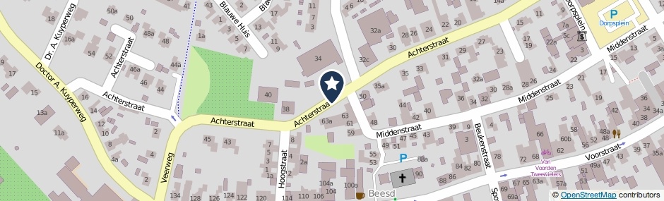 Kaartweergave Achterstraat in Beesd