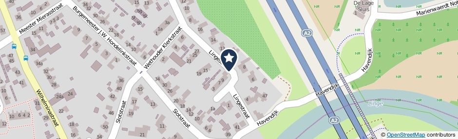 Kaartweergave Lingestraat in Beesd