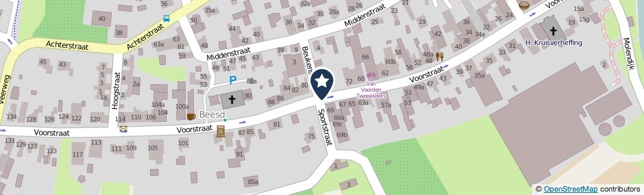 Kaartweergave Voorstraat in Beesd