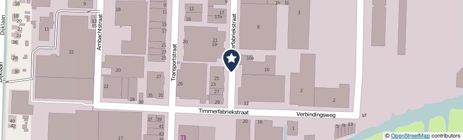 Kaartweergave Timmerfabriekstraat in Bergambacht