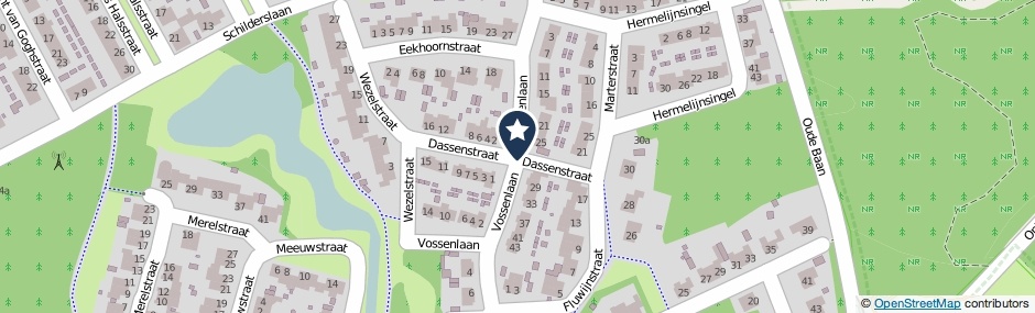 Kaartweergave Vossenlaan in Bergen (Limburg)