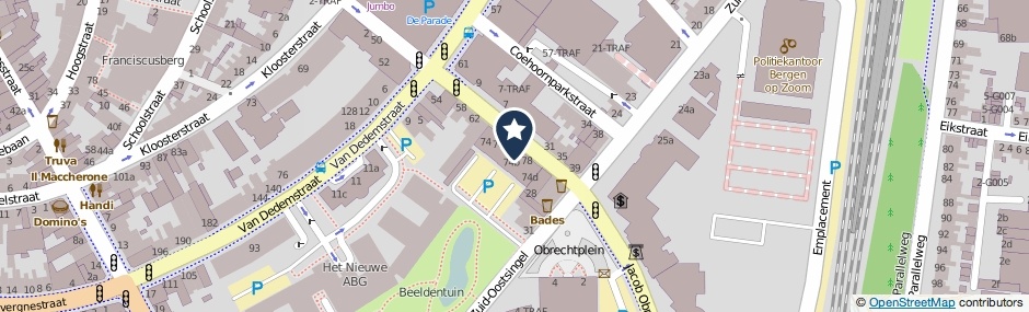 Kaartweergave Burgemeester Van Hasseltstraat 70-B in Bergen Op Zoom