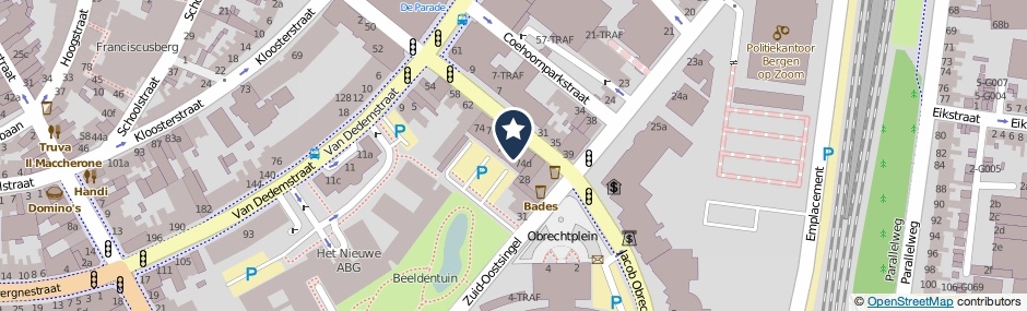 Kaartweergave Burgemeester Van Hasseltstraat 74-C in Bergen Op Zoom