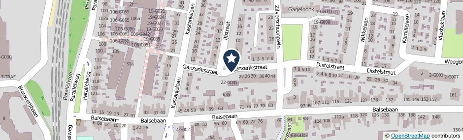 Kaartweergave Ganzerikstraat in Bergen Op Zoom
