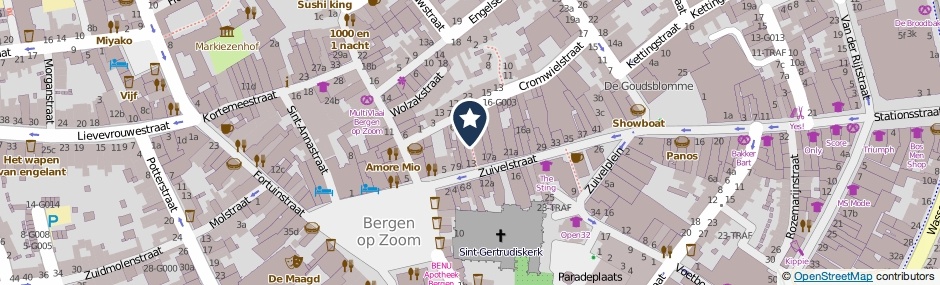 Kaartweergave Klinkerstraatje in Bergen Op Zoom