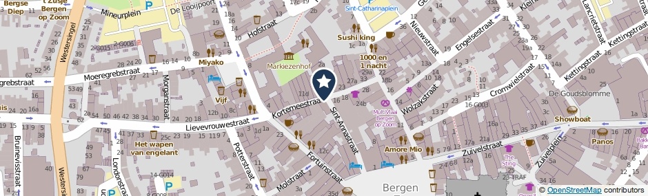 Kaartweergave Kortemeestraat in Bergen Op Zoom