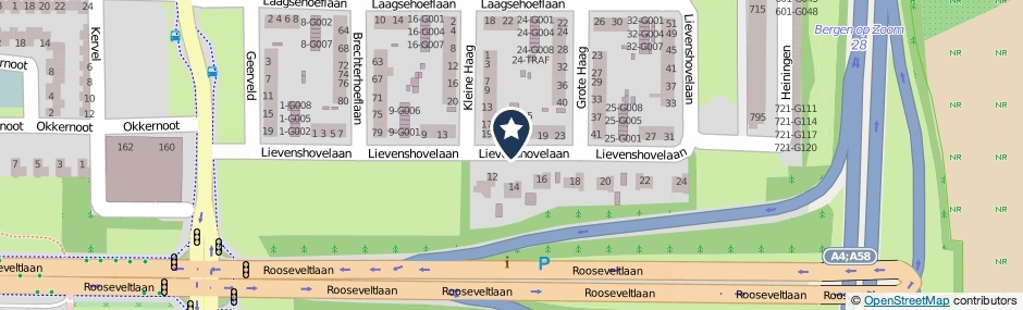 Kaartweergave Lievenshovelaan in Bergen Op Zoom