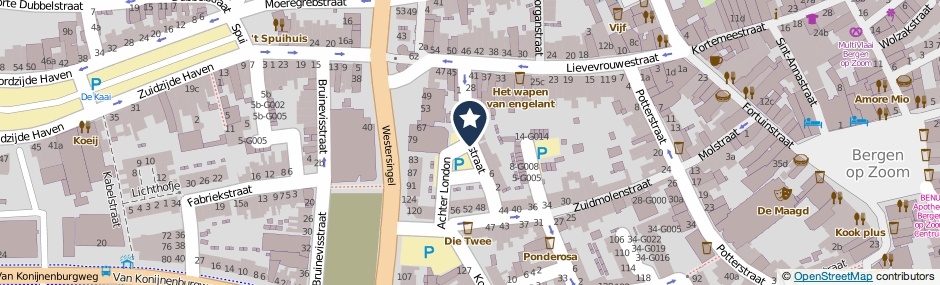 Kaartweergave Londonstraat in Bergen Op Zoom