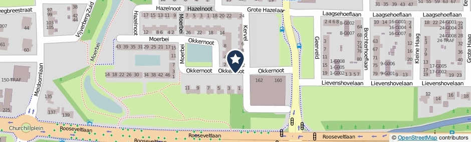 Kaartweergave Okkernoot in Bergen Op Zoom