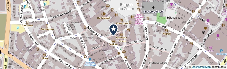 Kaartweergave Penstraat in Bergen Op Zoom