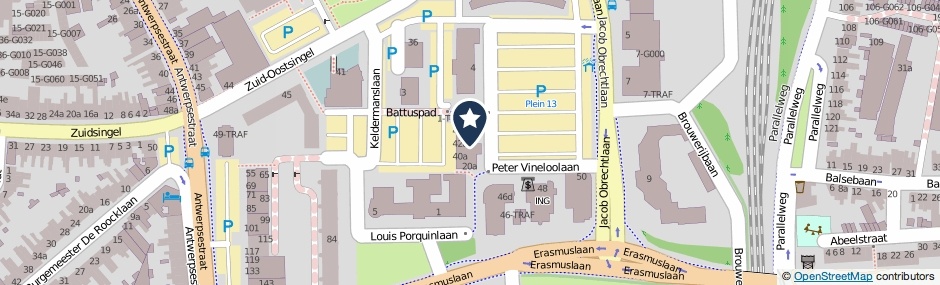 Kaartweergave Peter Vineloolaan 16-A in Bergen Op Zoom