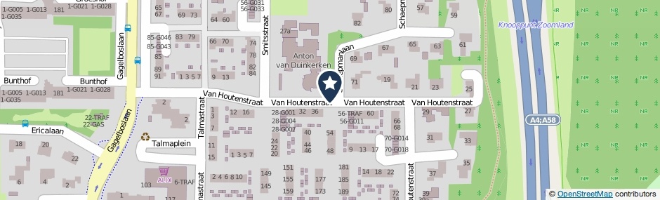 Kaartweergave Van Houtenstraat in Bergen Op Zoom