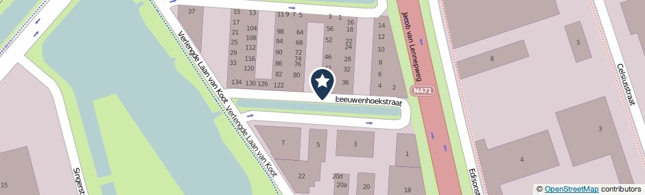 Kaartweergave Leeuwenhoekstraat in Berkel En Rodenrijs