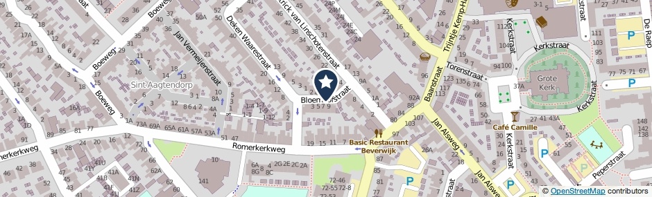 Kaartweergave Bloemhofstraat in Beverwijk