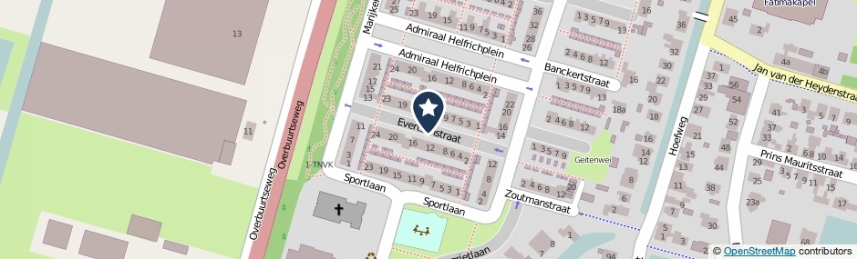 Kaartweergave Evertsenstraat in Bleiswijk