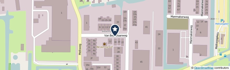 Kaartweergave Van Beukelaarweg in Bleskensgraaf