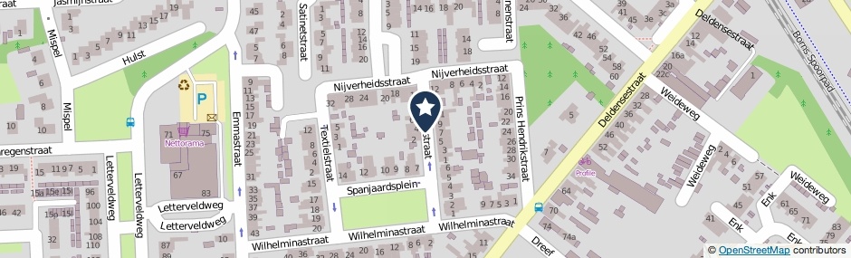 Kaartweergave Spinnerstraat in Borne