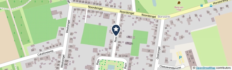 Kaartweergave Noordstraat in Borssele
