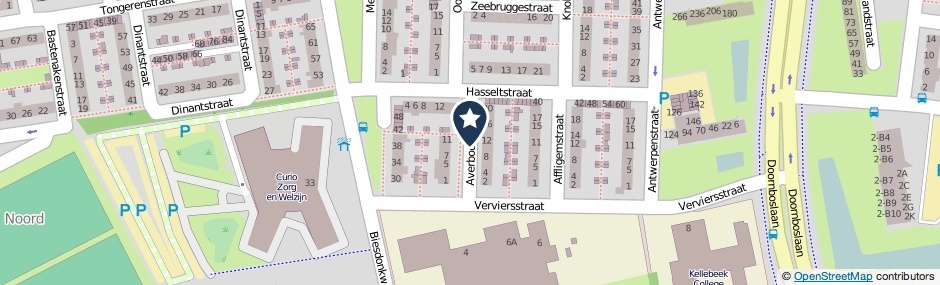 Kaartweergave Averbodestraat in Breda