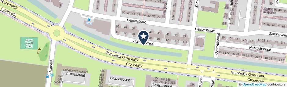Kaartweergave Bornemstraat in Breda