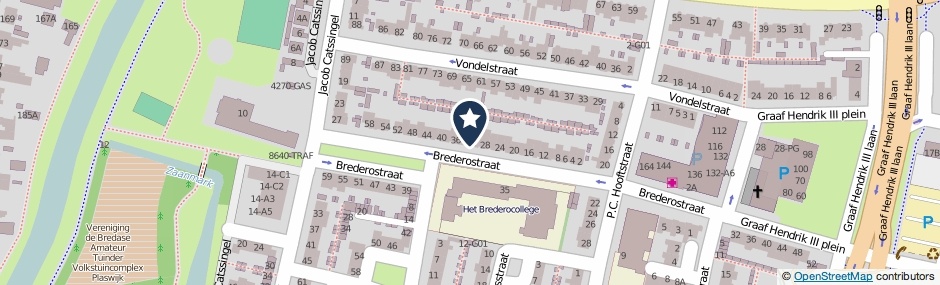 Kaartweergave Brederostraat 32 in Breda