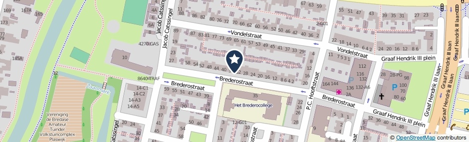 Kaartweergave Brederostraat 34 in Breda
