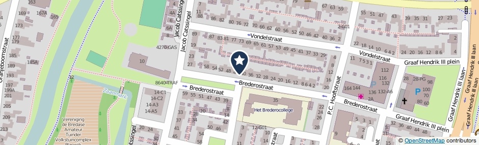 Kaartweergave Brederostraat 42 in Breda
