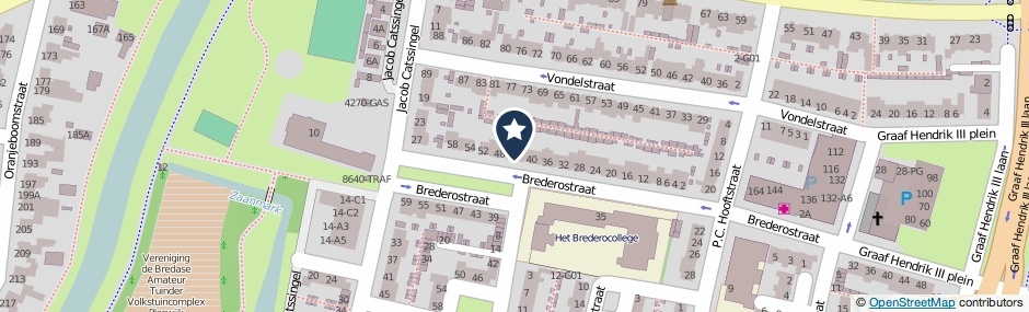Kaartweergave Brederostraat 44 in Breda