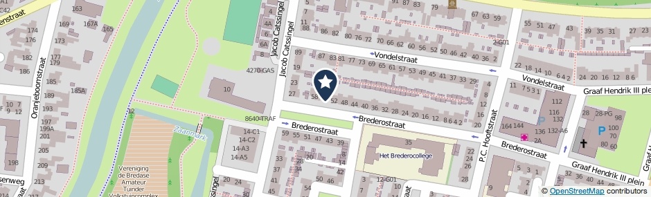 Kaartweergave Brederostraat 54 in Breda