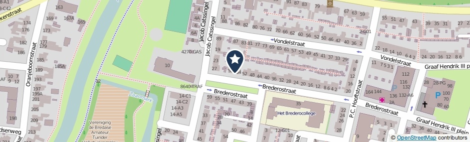 Kaartweergave Brederostraat 56 in Breda