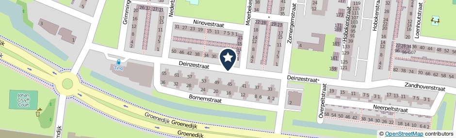 Kaartweergave Deinzestraat in Breda
