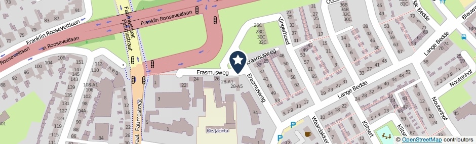 Kaartweergave Erasmusweg in Breda
