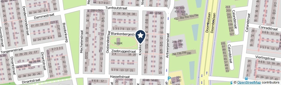 Kaartweergave Knokkestraat in Breda