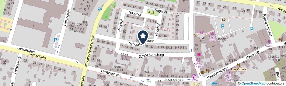 Kaartweergave Schuurkerkstraat in Breda