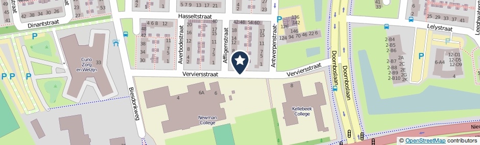 Kaartweergave Verviersstraat in Breda