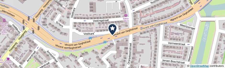 Kaartweergave Vincent Van Goghstraat in Breda